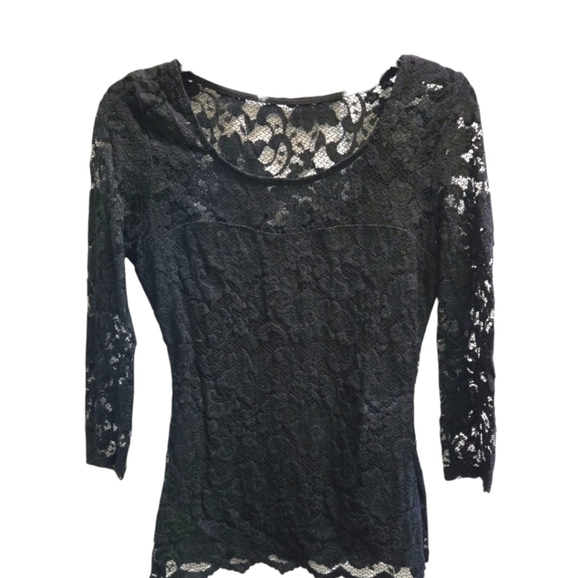 Boston Proper Black Lace Blouse - Picture 2 of 5